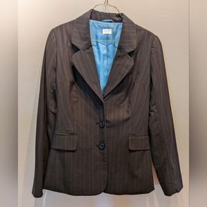 Suzy Shier Fitted Pinstripe Blazer with Blue Lining Sz 7/8